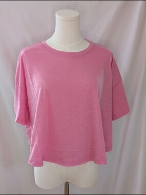 Zenana Womens Oversized Hot Pink Boxy Crop Top Short Tee NWOT S-M-L